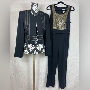 🔥Vintage Perceptions By Irene B Sequins Jumpsuit & Blazer Set Size 12